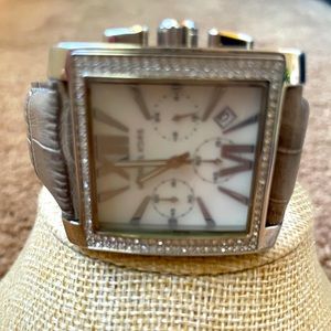 Michael Kors Gia Silver Glitz Grey Leather, MK 5674, Watch